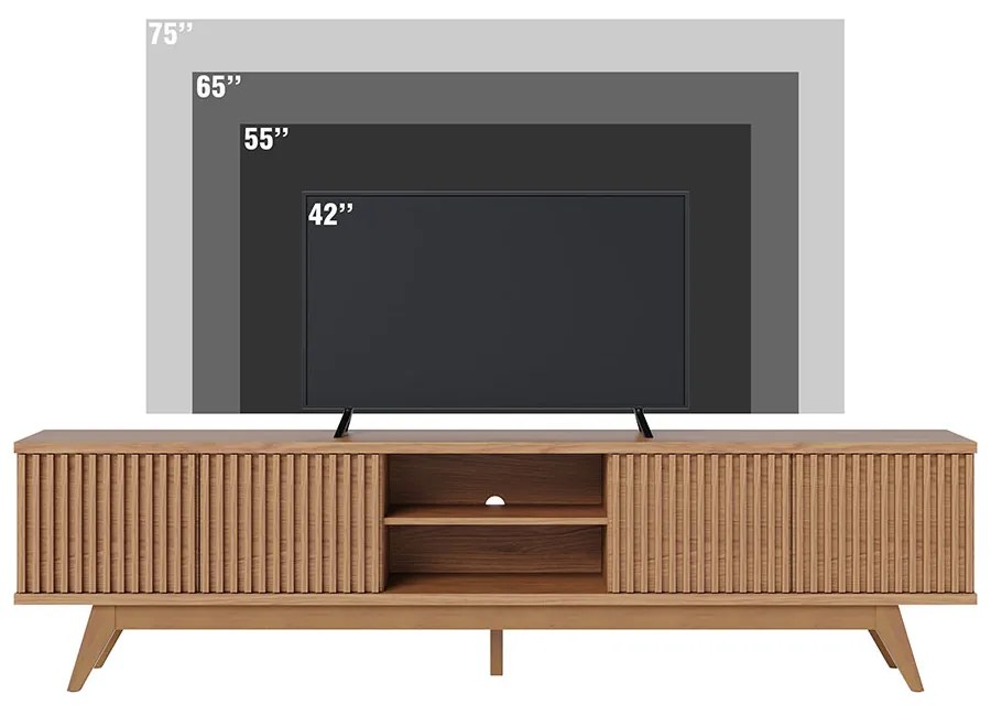 Rack para Sala Bancada de TV 75 Pol 218cm Pollyana C04 - D'Rossi - Freijó
