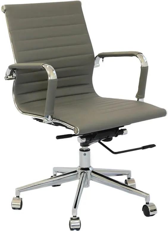 Cadeira Office Eames Diretor com Braço, Rodízio e Sistema Relax Cinza