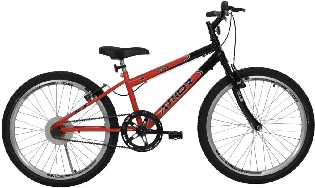 Bicicleta Aro 24 Mtb Sem Marcha Legacy Masculina Vermelha Athor Bikes