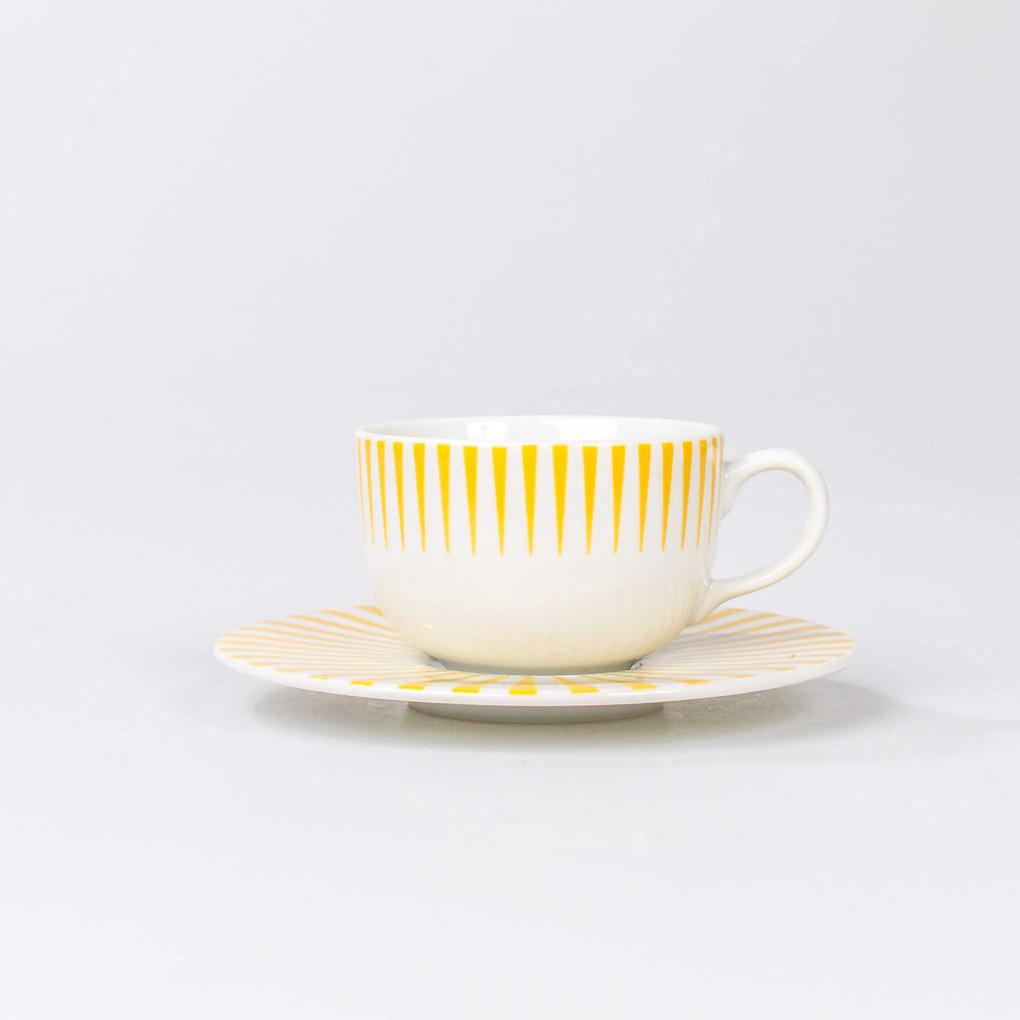 Xicara para Café c/ Pires Porcelana Schmidt - Dec. Sol Amarelo