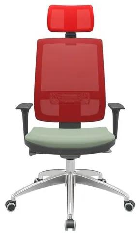 Cadeira Office Brizza Tela Vermelha Com Encosto Assento Vinil Verde Autocompensador 126cm - 63099 Sun House