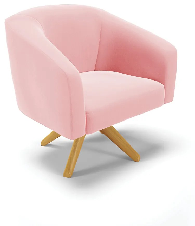 Poltrona Decorativa Giratória MA30 Kit 2 Stella Suede Rosa Bebê D03 - D'Rossi