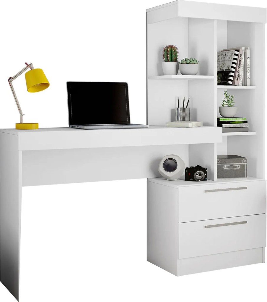 Mesa Office Branco New/Rosa Notável Móveis
