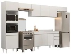 Armário de Cozinha Modulada 5 Peças CP14 Balcão com Tampo Branco - Lum