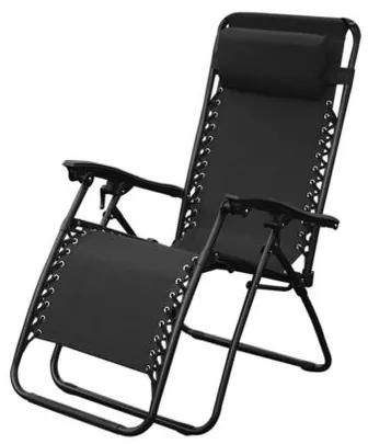 Cadeira Grace Reclinável em Aço com Textilene Cor Preta- 64481 - Sun House