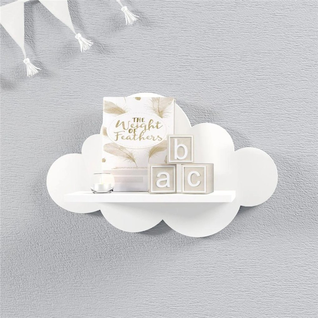 Prateleira Nuvem Branca Quarto Bebê MDF P 30cm GrÁo de Gente Branco