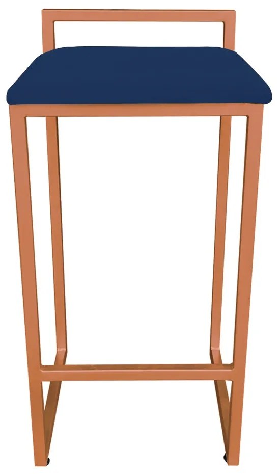 Banqueta Pietra Suede Azul Marinho Base Cobre D'Rossi