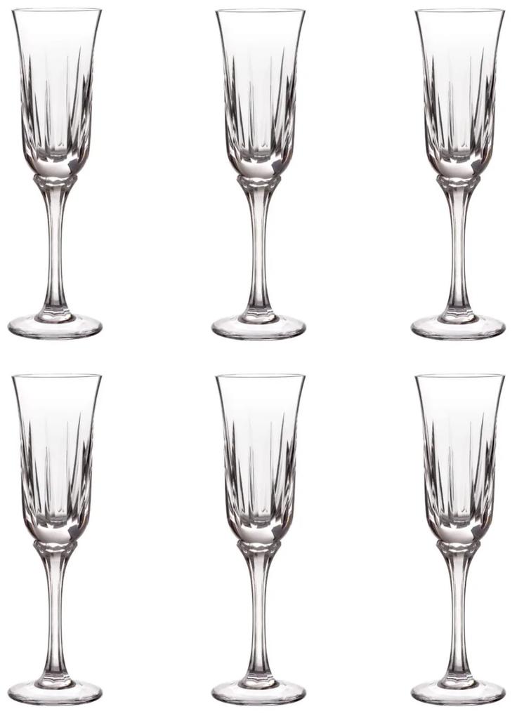 Jogo 6 Taças de Cristal Sonata Incolor Lapidado 66 P/ Champagne
