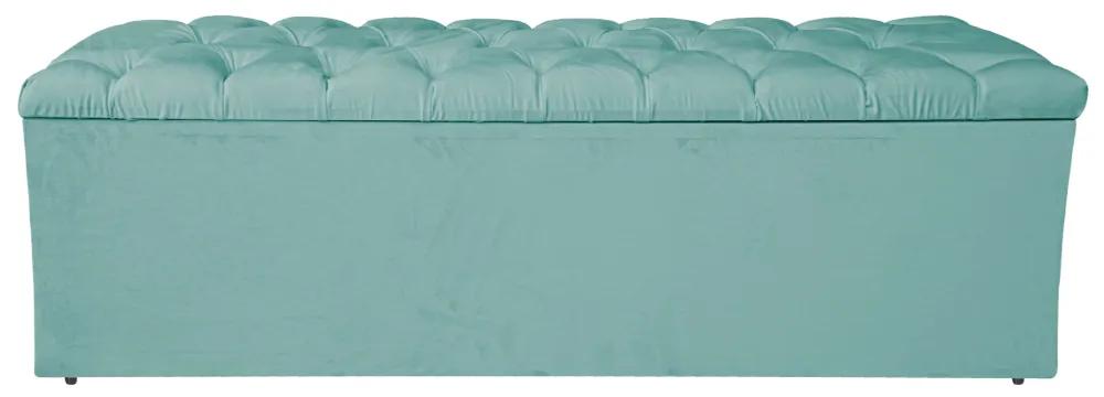 Calçadeira Estofada Liverpool 140 cm Casal Suede Azul Tiffany - ADJ Decor