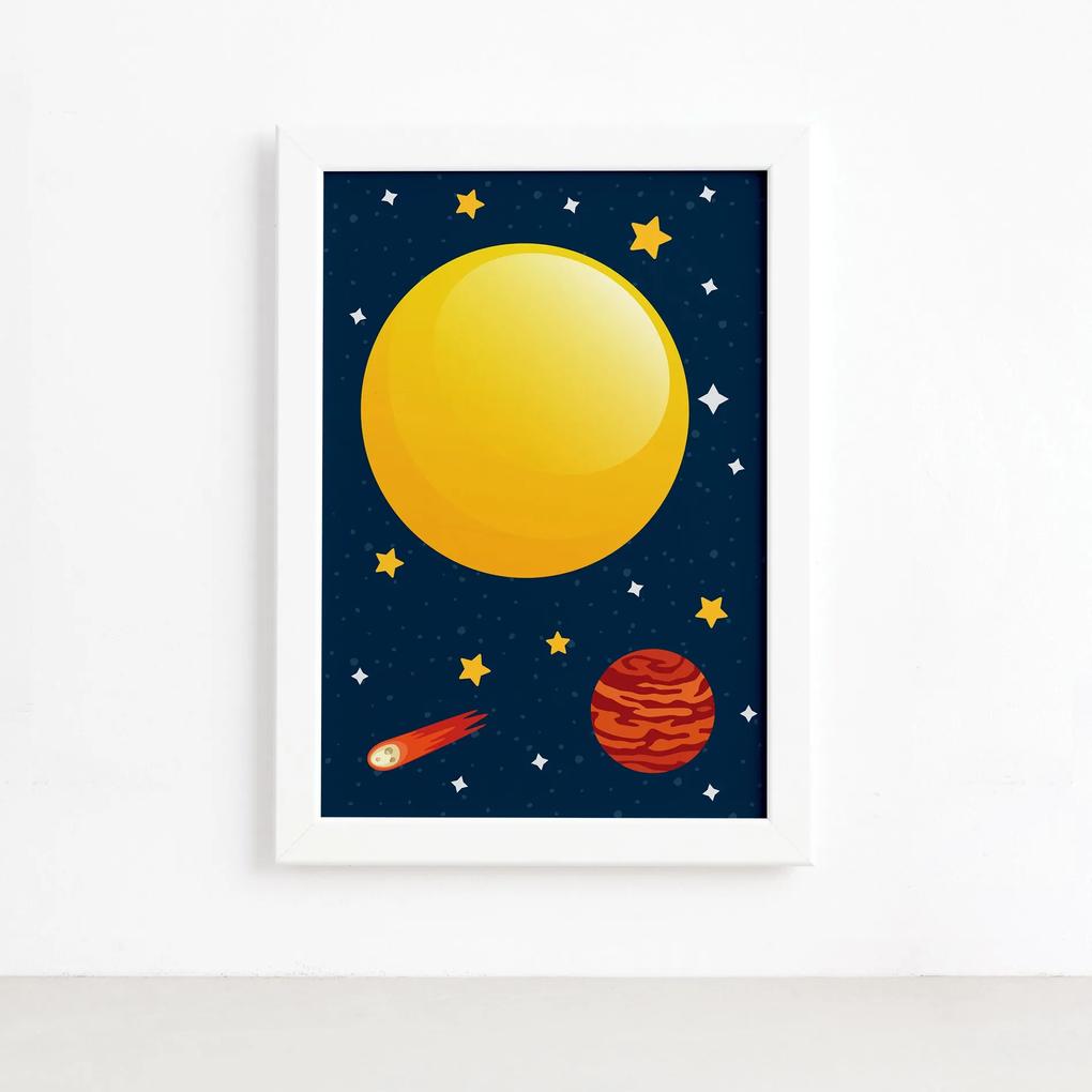 Quadro Decorativo Infantil Sistema Solar Sol 33x43cm