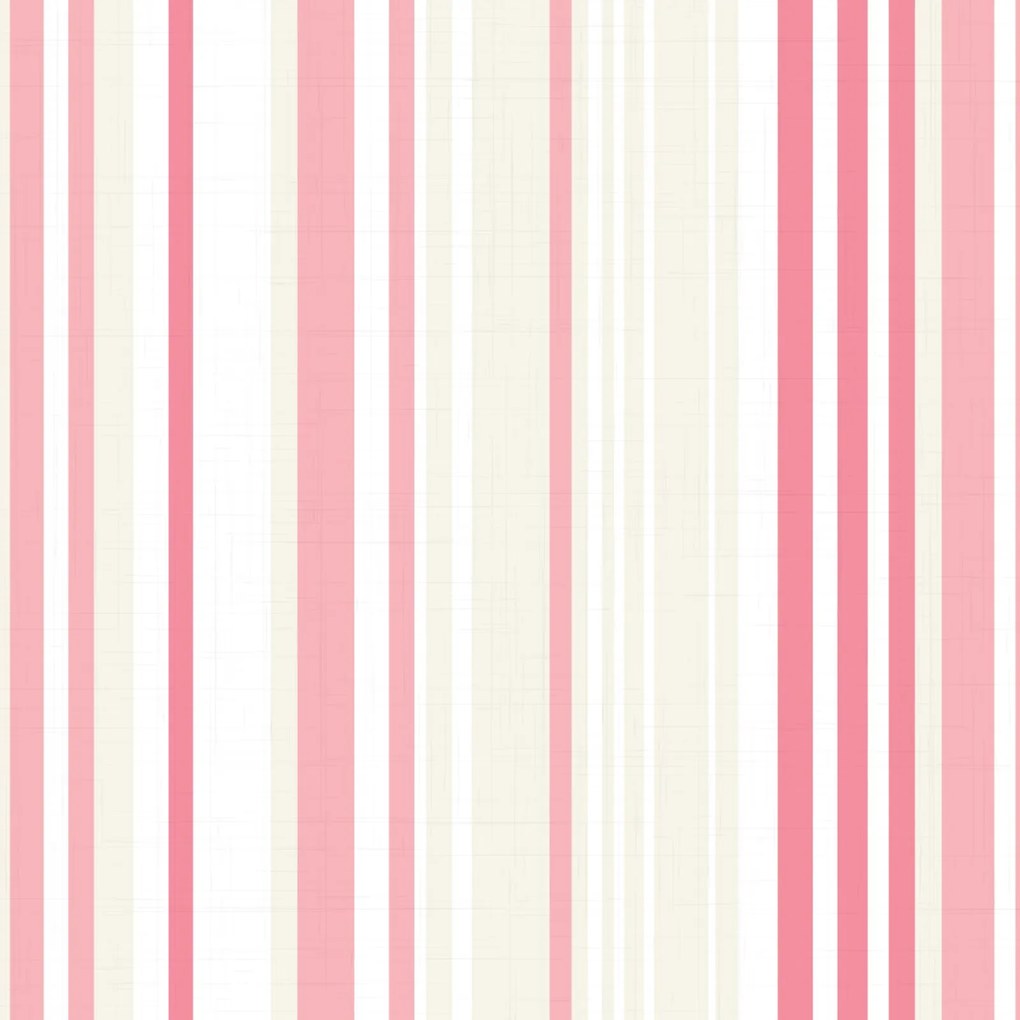 Papel de Parede Quartinhos Adesivo Texturizado Listrado Rosa e Marfim 2,70x0,57m