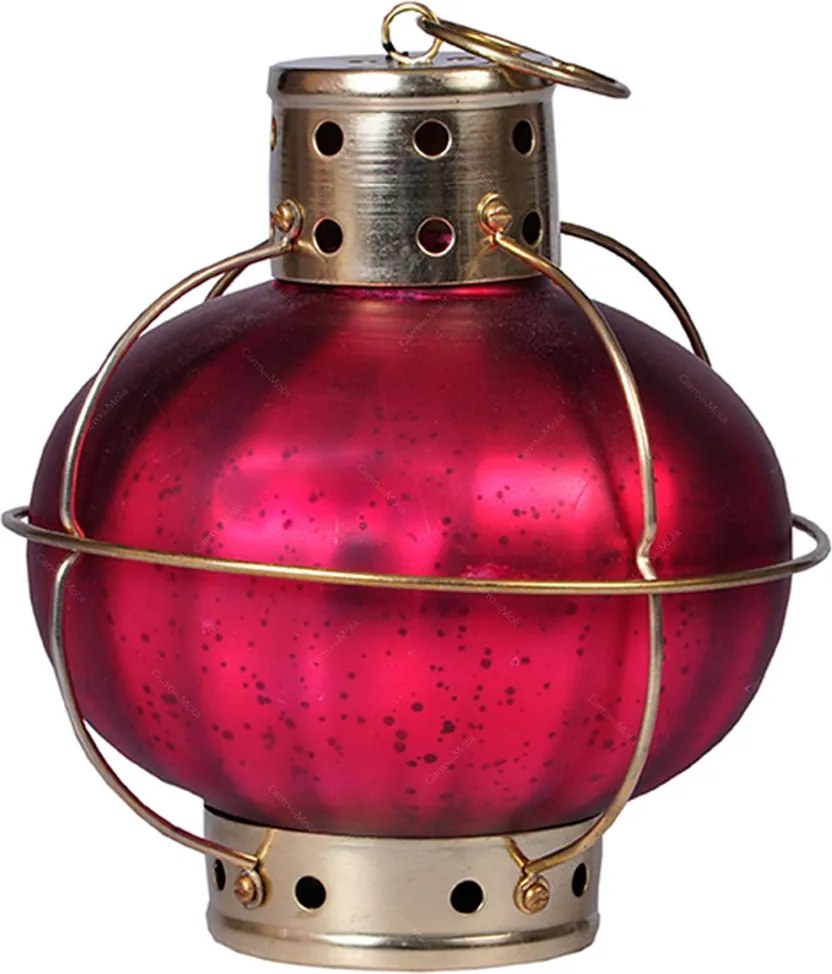Lanterna Indiana Onion Burgandi em Metal - 20x18 cm