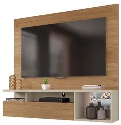 Painel para TV 55 Pol com Bancada Suspensa 136cm Brasil Buriti/Off Whi