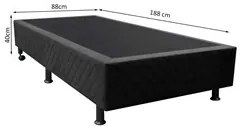 Base Box para Cama Solteiro 88x188cm Liz S05 Suede Bordado Preto - Mpo