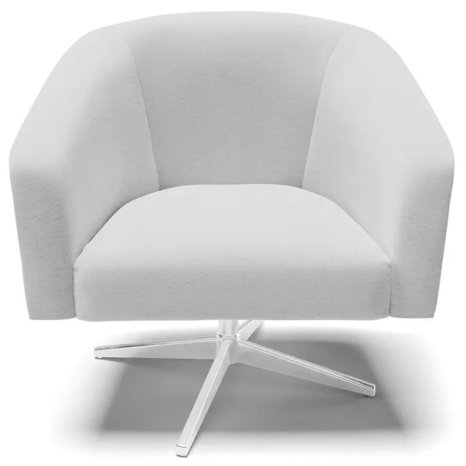 Poltrona Decorativa Giratória Cromada Kit 2 Stella Linho D03 - D'Rossi - A05 Cinza