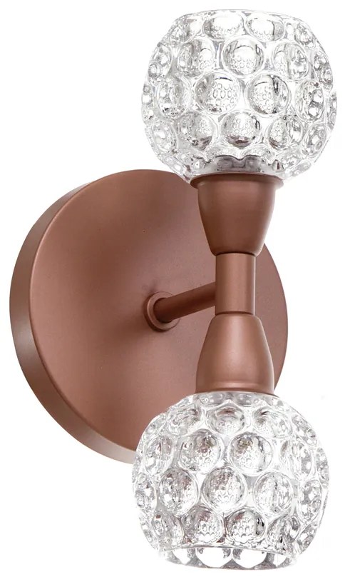 Arandela Bolinha Dupla 12X13X22Cm Metal E Vidro Cristal Ø8Cm 02Xg9 | O... (ROSÊ FOSCO / COBRE BRILHO, CLEAR (TRANSPARENTE))