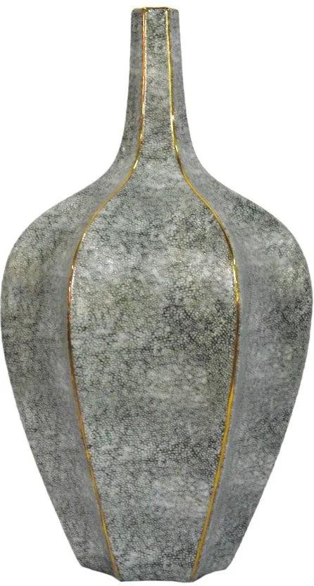 Vaso Decorativo em Porcelana Cinza e Dourado