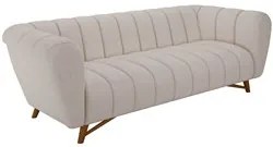 Sofá 3 Lugares Decorativo 238cm Pés Madeira Luare M22 Linho Cru - Mpoz