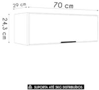 Armário de Cozinha Aéreo 70cm Pérola Z34 Preto              - Mpozenat