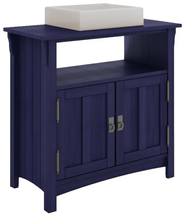 Balcão para Banheiro Mission com 2 Portas e Nicho Azul - Wood Prime MR 34674