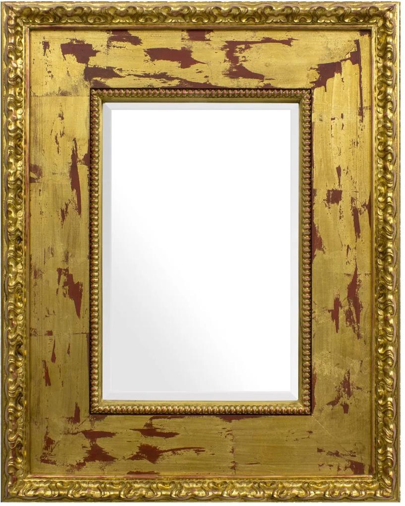 Espelho Decorativo Dourado Com Moldura Rustica De Madeira Com Bisotê