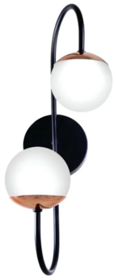 Arandela Globo Haste Curva Dupla 24X24X48Cm Metal E Globo Ø12Cm 02Xg9... (CHAMPANHE, AMBAR)