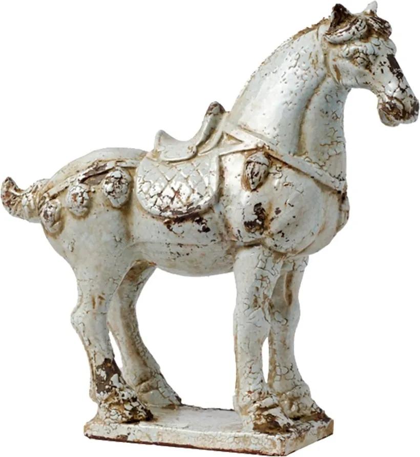 Cavalo Abby Branco em Cerâmica - 43x39 cm