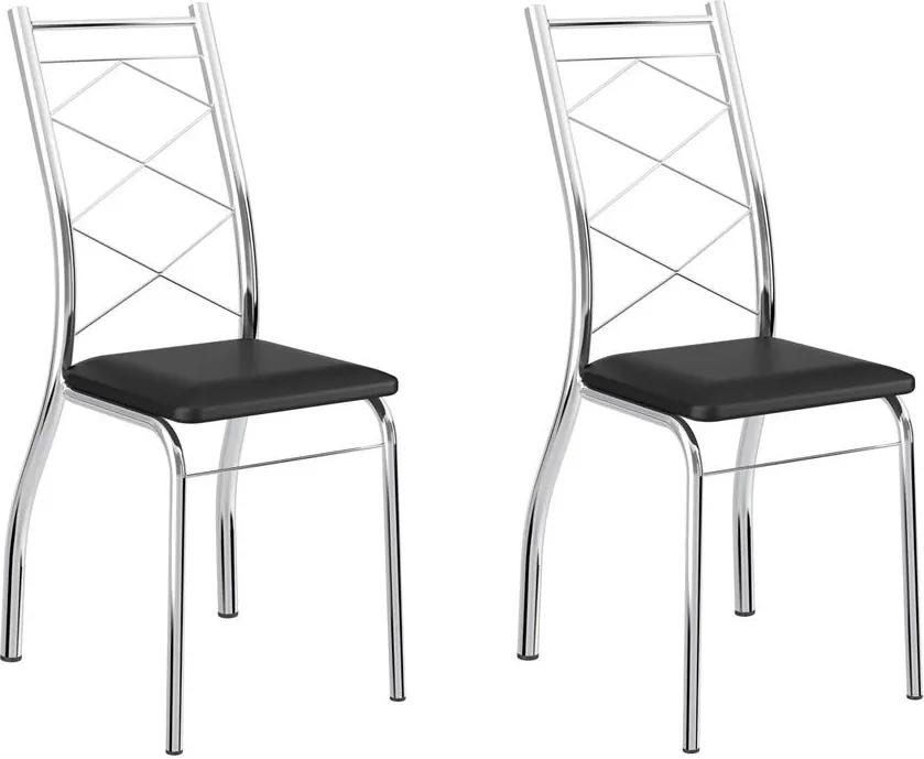 Cadeiras para Cozinha Kit 2 Cadeiras 1710 Preto/Cromado - Carraro Móveis