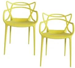 Kit 2 Cadeiras Decorativas Para Sala de Jantar Amsterdam F01 Amarela -
