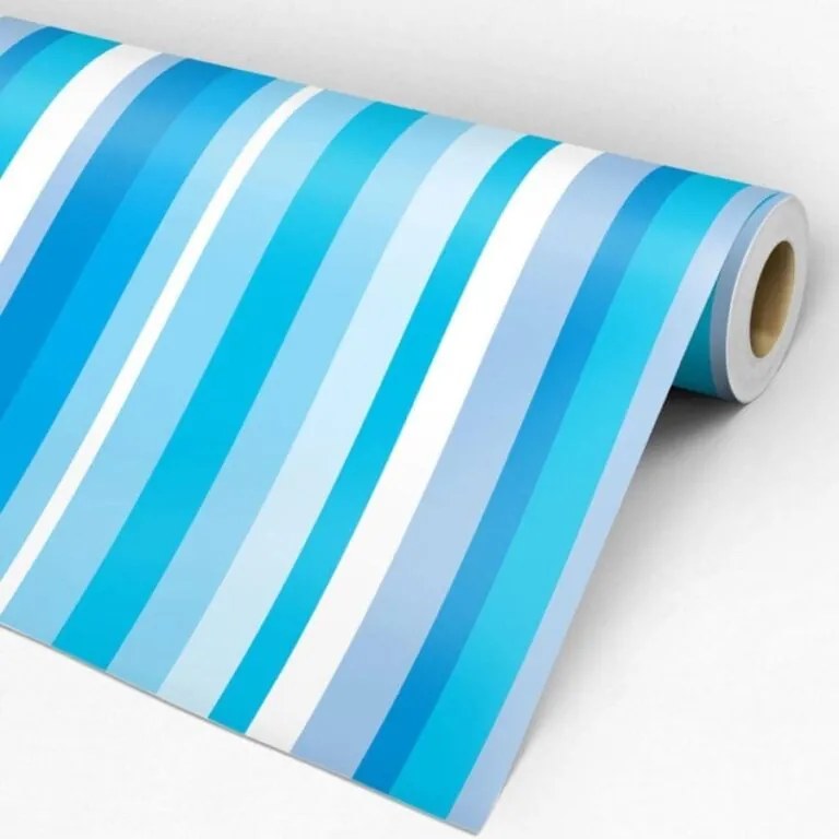 Papel de Parede listrado azul e branco