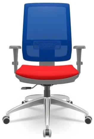 Cadeira Brizza Diretor Grafite Tela Azul Assento Aero Vermelho Base RelaxPlax Alumínio - 65947 Sun House