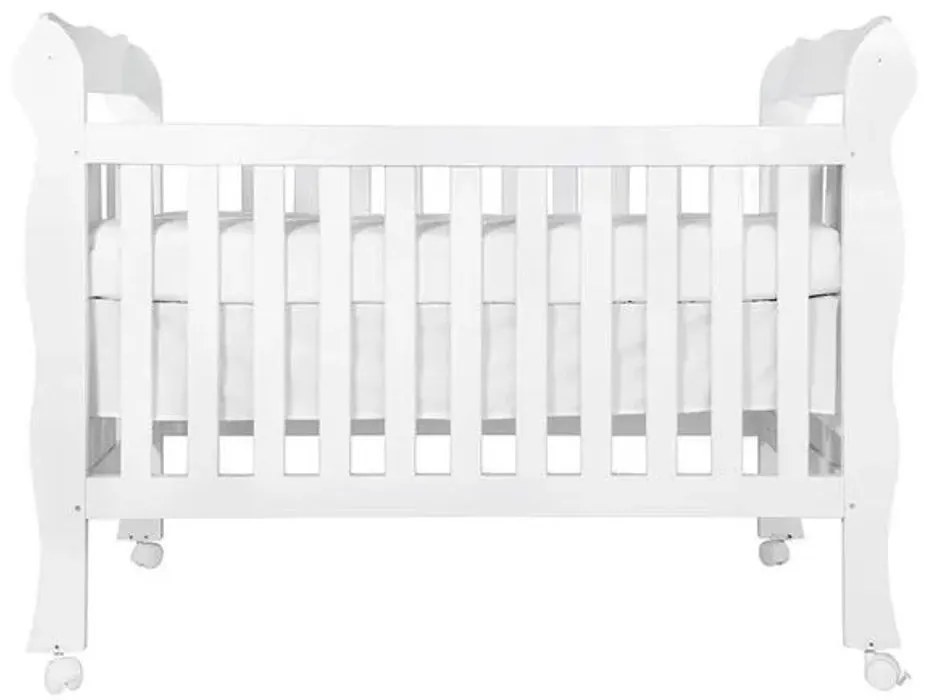 Berço Mini Cama Infantil Lila Grade Fixa - Branco - Berço Mini Cama Lila - Branco Brilho