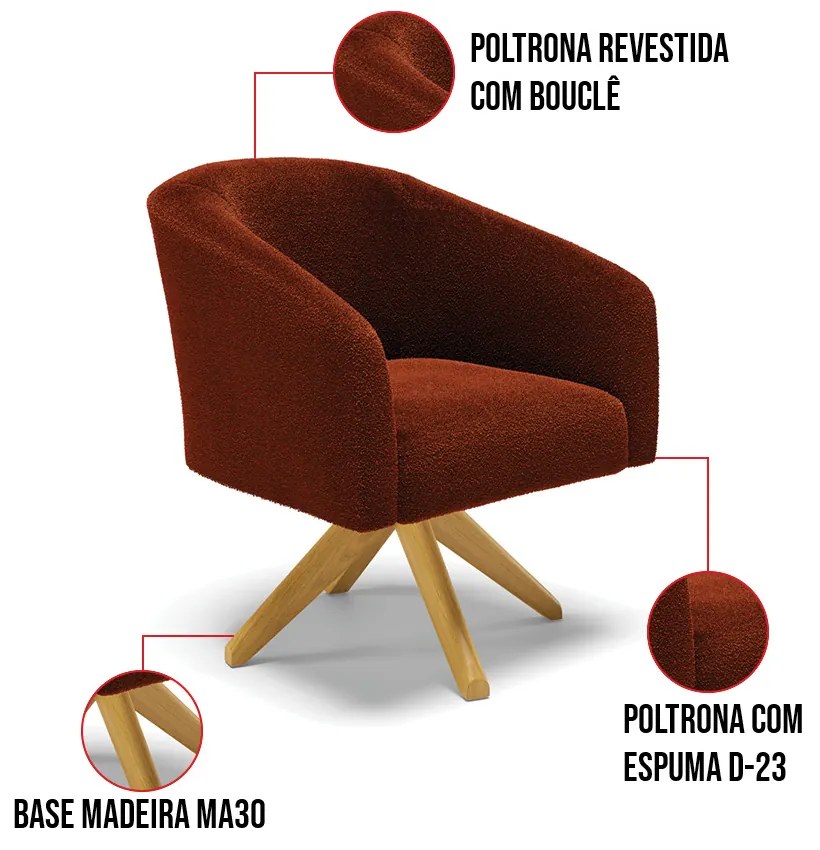 Poltrona Decorativa Giratória MA30 Kit 2 Stella Bouclê D03 - D'Rossi - Terra