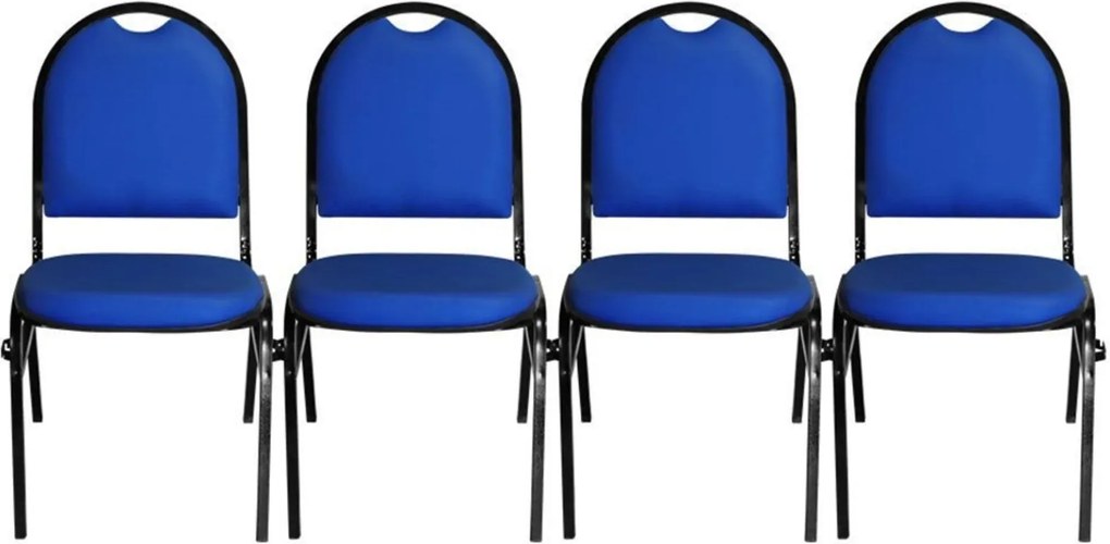 Kit 04 Cadeiras Pethiflex Essencial Hot Fixável Couro Azul