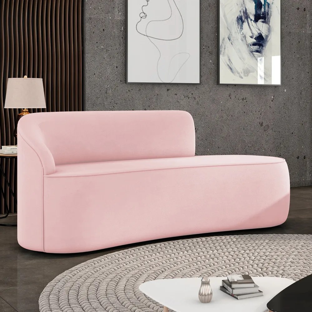 Sofá 4 Lugares Orgânico 220 cm Morgan Suede Rosa Bebê D03 - D'Rossi