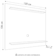 Painel para TV Suspenso 50 Pol 120cm 2 Prateleiras Versa Z34 Preto - M