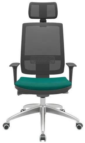 Cadeira Office Brizza Tela Preta Com Encosto Assento Poliéster Verde Autocompensador 126cm - 63006 Sun House