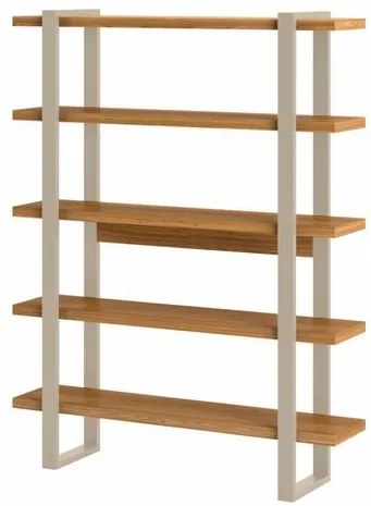 Estante Cleveland 5 Prateleiras cor Freijo com Off White 135 cm - 64597 Sun House