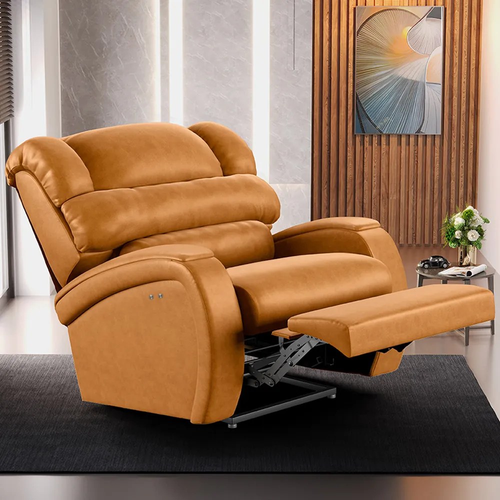 Poltrona do Papai Reclinável Napoli Power Touch Massagem PU FH1 - D'Rossi - Whisky