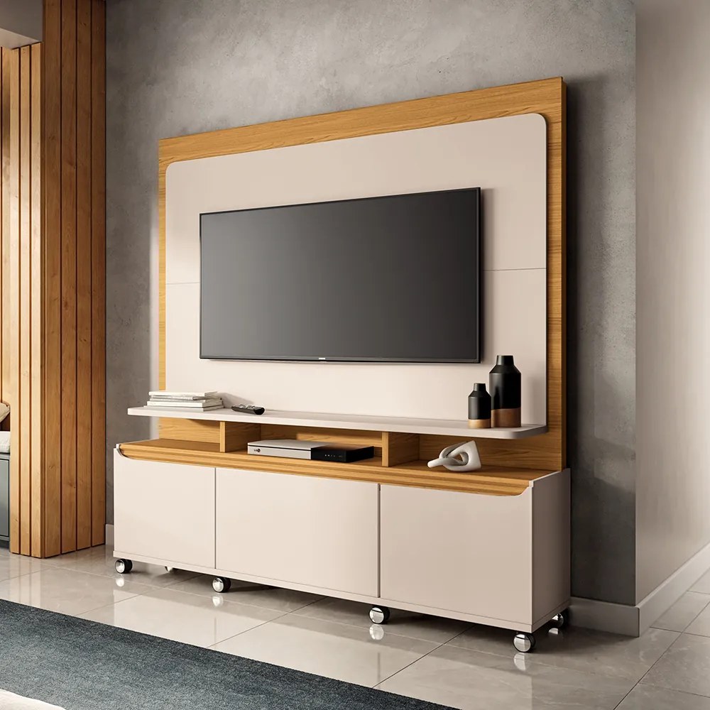 Estante de TV 70 Pol 180cm Mabel Off White/Cinamomo H01 - D'Rossi