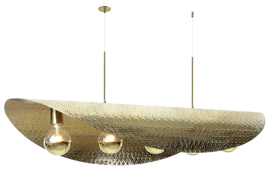 Pendente Wave 120X51X45Cm Metal Alumínio 05Xe27 - Old Artisan Pd-5722 (CORRUGADO, COBRE ESCOVADO)