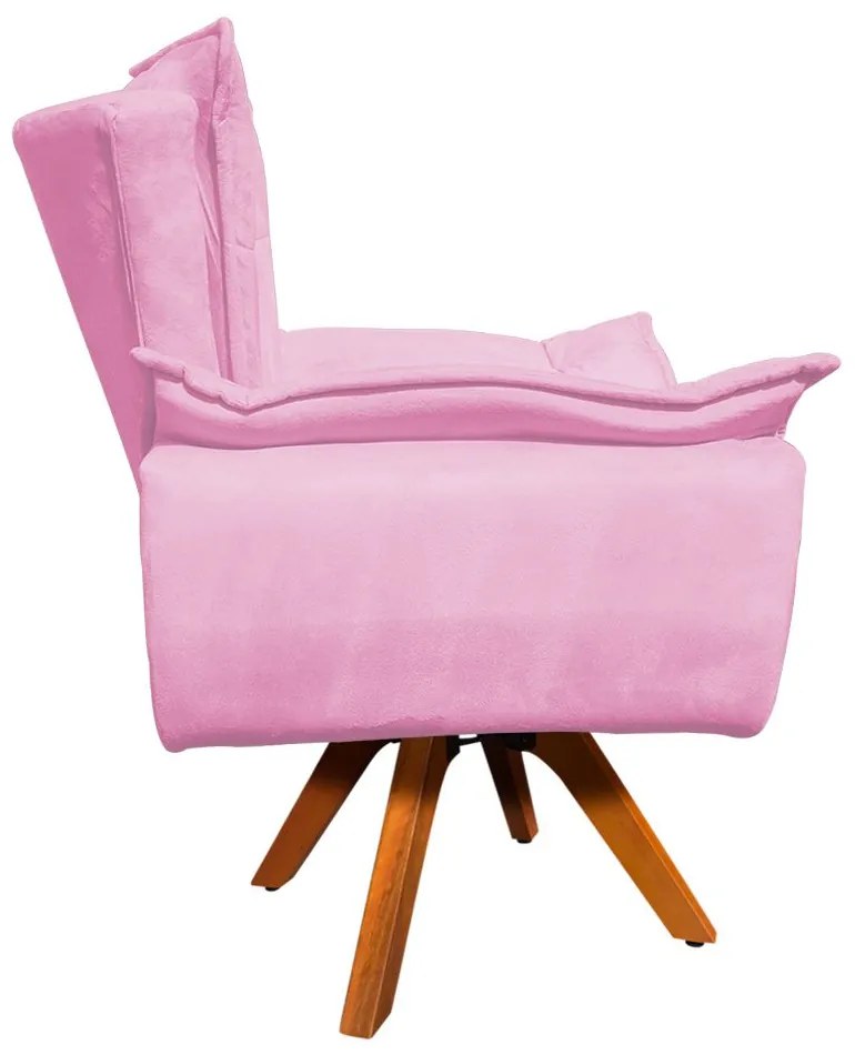 Poltrona Sala de Estar Giratória MM30 Kit 2 Opala Suede Rosa Bebê D03 - D'Rossi