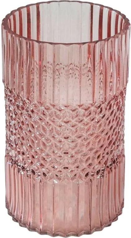 Vaso Decorativo em Vidro na Cor Rosa - 25cm