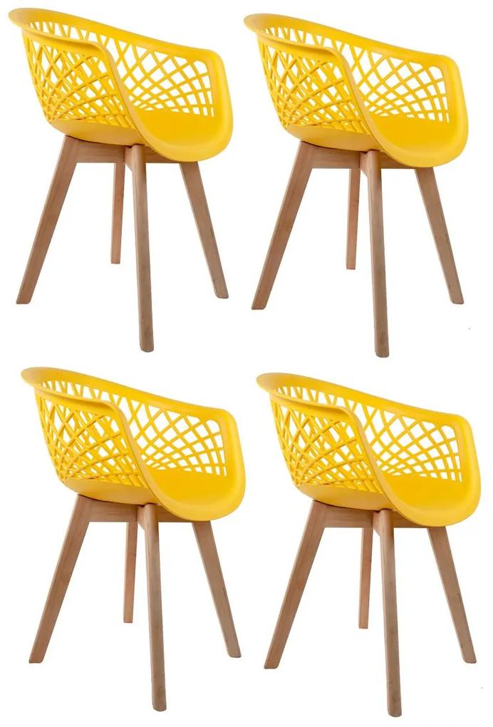 Conjunto 4 Cadeiras Web Wood Amarela - Concept