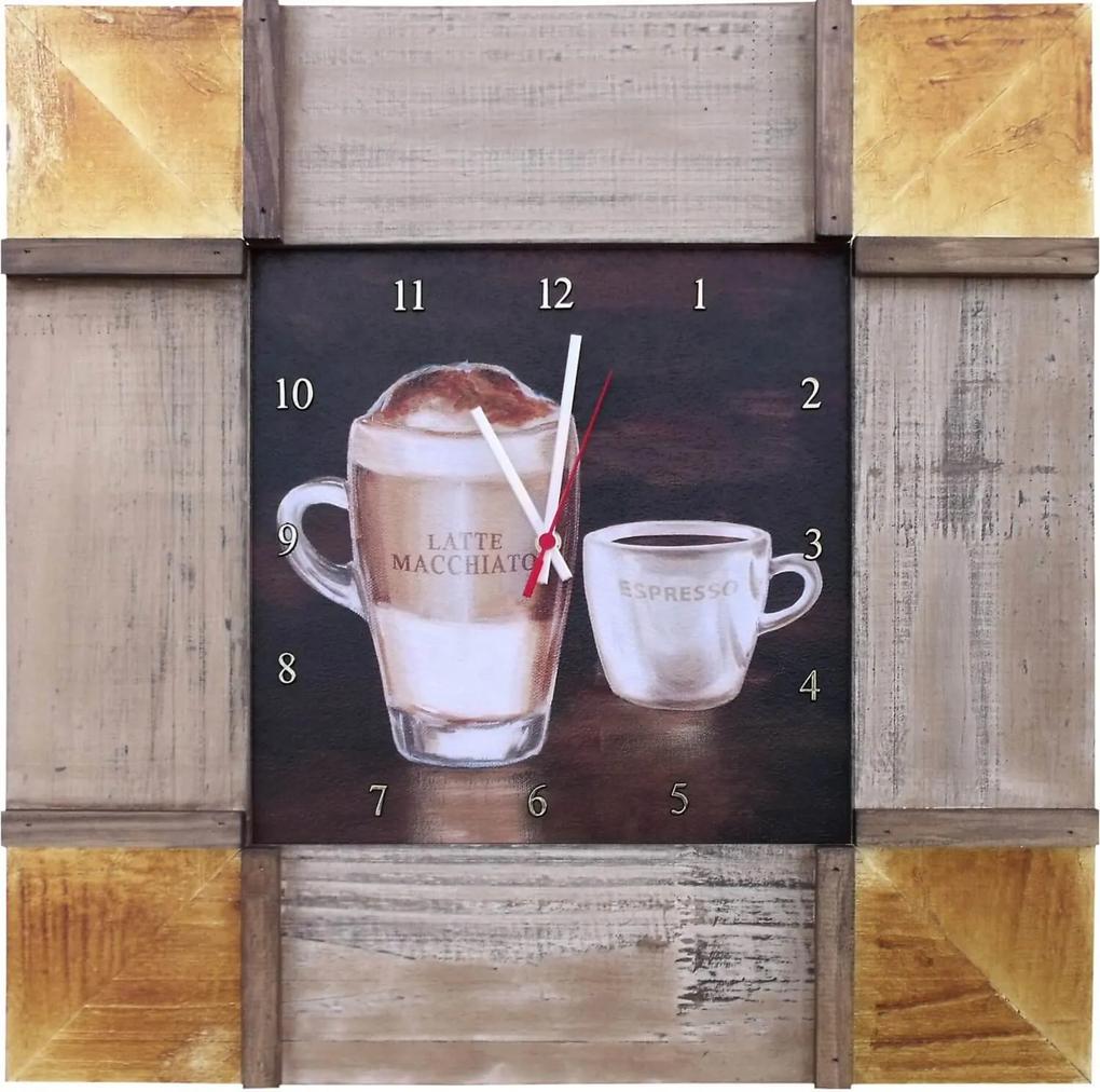 Relógio De Parede Grande Latte Macchiatto E Café Expresso 50x50cm