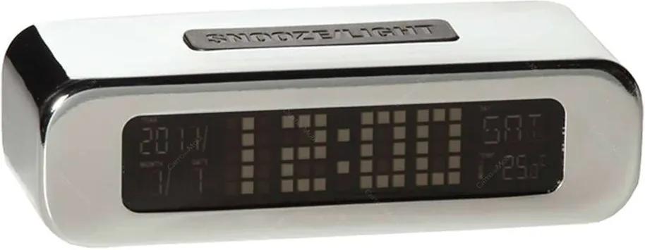 Relógio Despertador LCD Digital Cromado - Urban - 13,5x9 cm