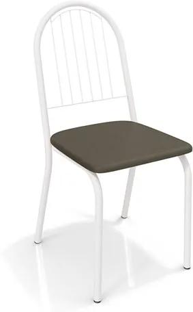 Cadeira Banner em Metal Branco - Marrom