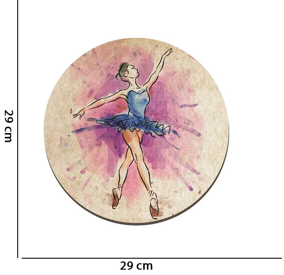 Quadro Placa Decorativa Redonda Bailarina 29 cm - D'Rossi