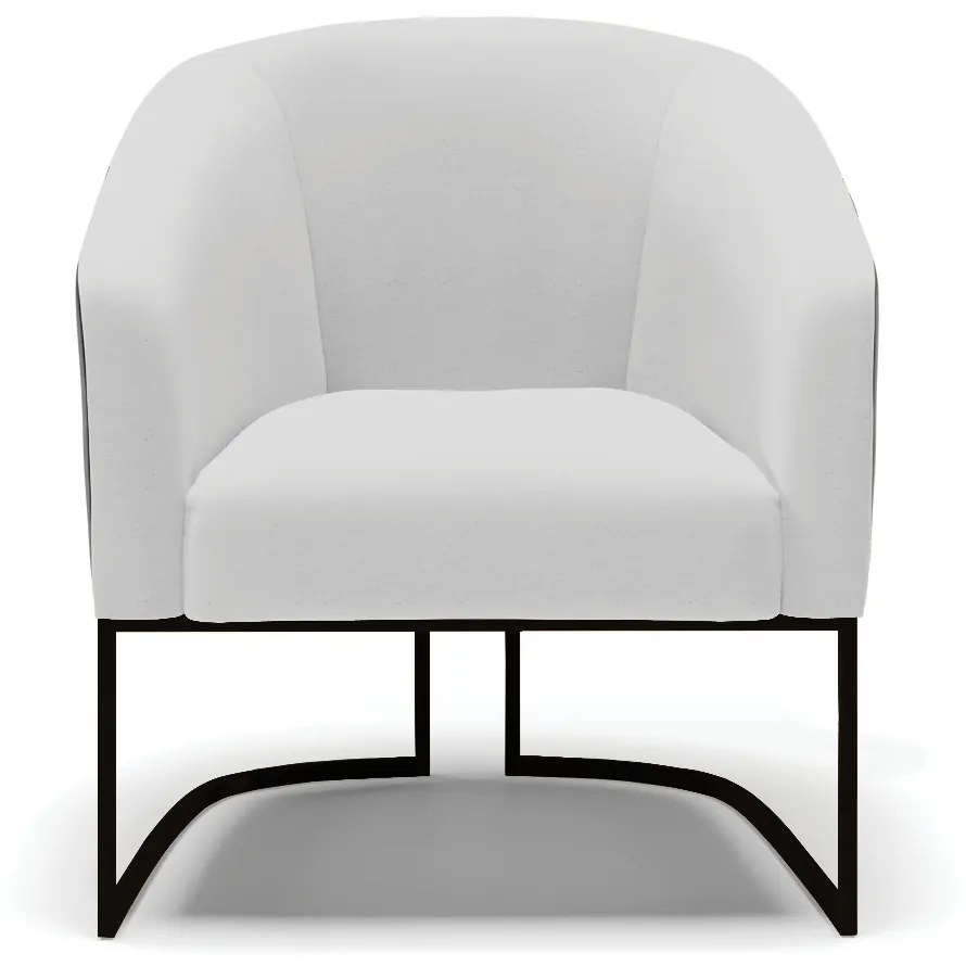 Poltrona Decorativa Industrial Preto Kit 2 Stella Preto/Linho Cinza D03 - D'Rossi