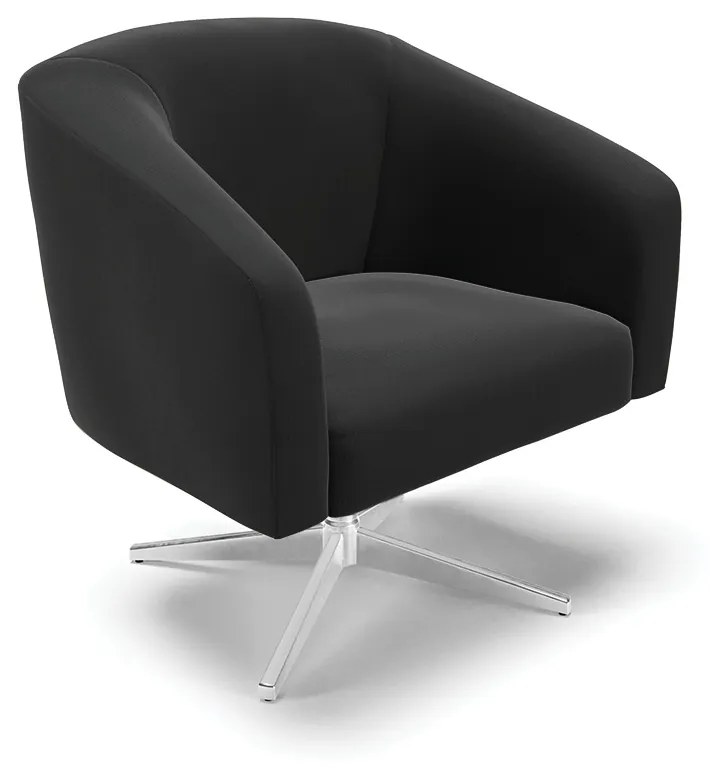 Poltrona Decorativa Giratória Cromada Stella Suede D03 - D'Rossi - Preto